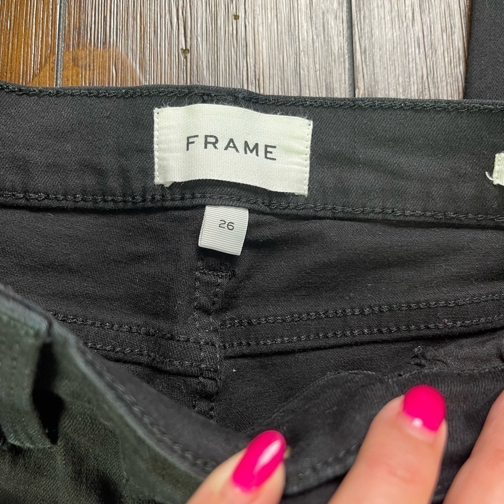 FRAME DENIM Le Skinny de Jeanne Crop Black Denim Jeans Size 26 - Picture 6 of 14